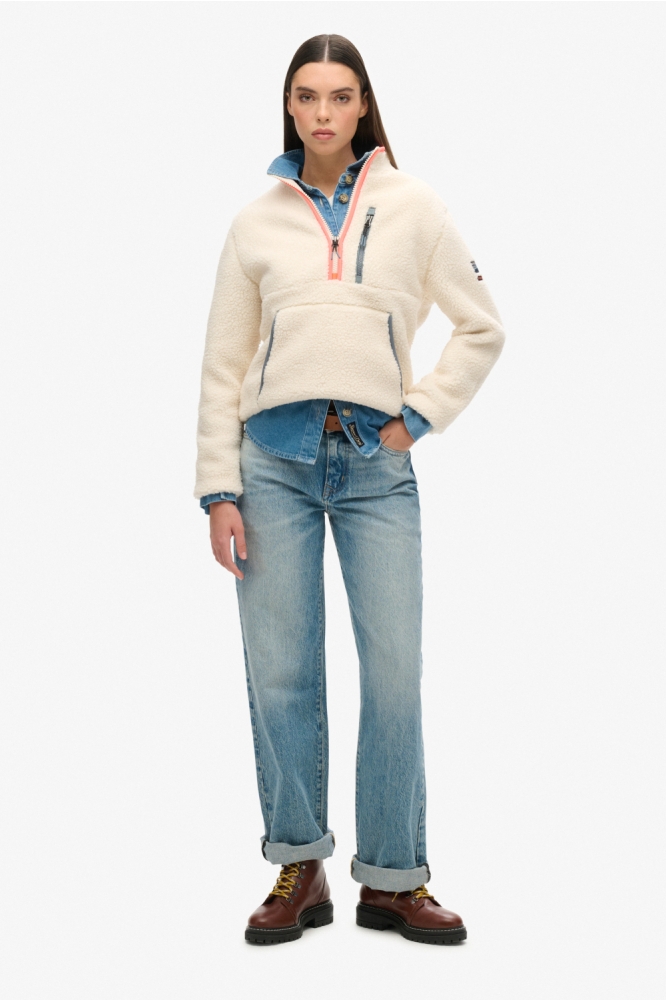 OUTDOOR HALF ZIP FLEECE W2012341A ECRU